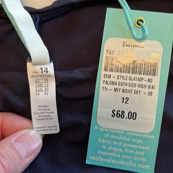 SEA LEVEL AUSTRALIA navy high waisted bikini bottoms - Picture 3 of 5